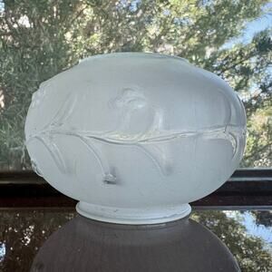 Vintage Frosted Glass Ceiling Light Shade, Floral Pendant Globe 6”